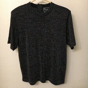 Multi Color Sparkle Short Sleeve Top by Rochelle of California